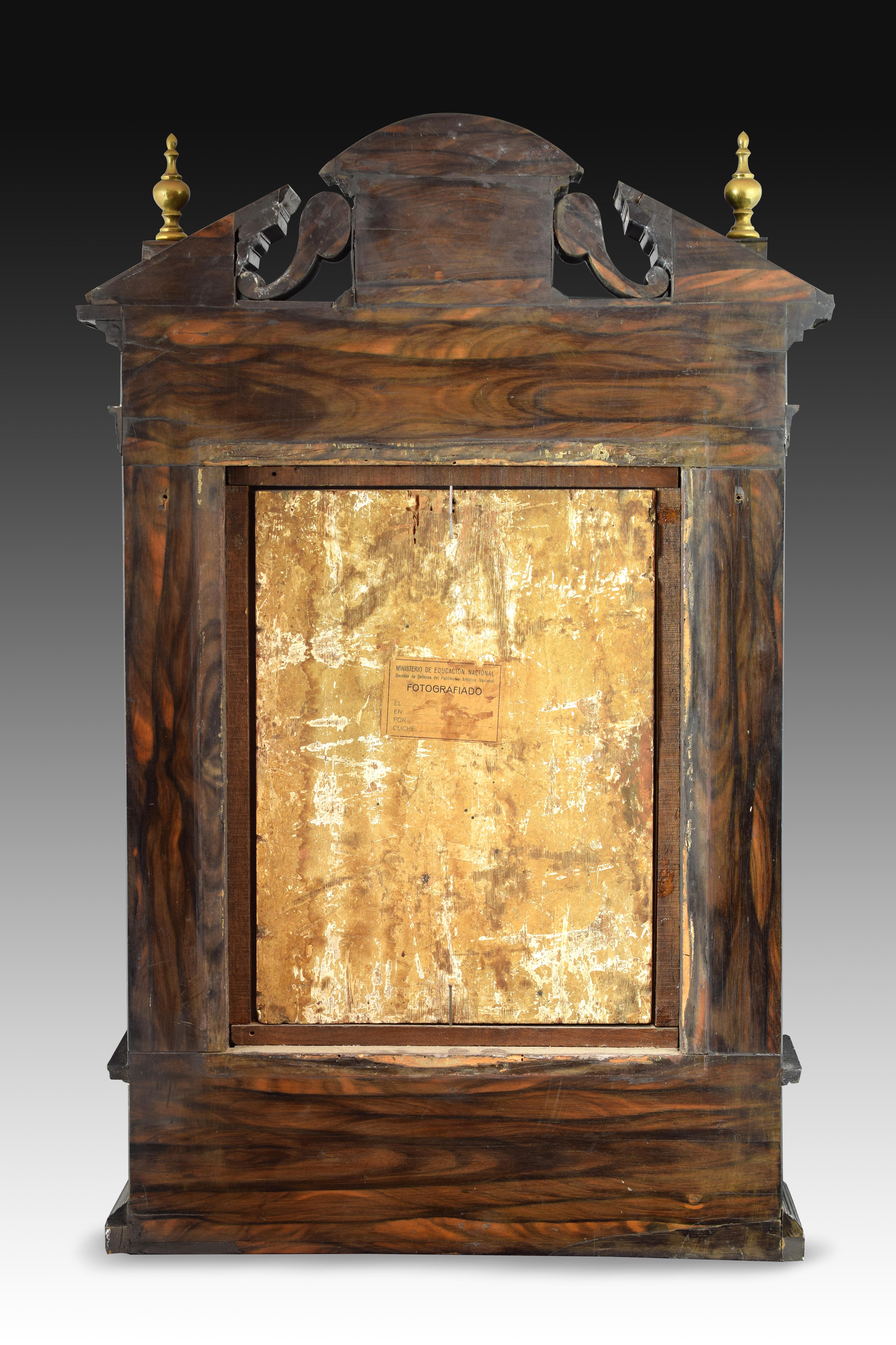 Spanish Altarpiece Reliquary with Oil on Table, Rosewood, Luis De Morales, 16th Century For Sale