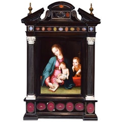 Altarpiece Reliquary with Oil on Table, Rosewood, Luis De Morales, 16th Century