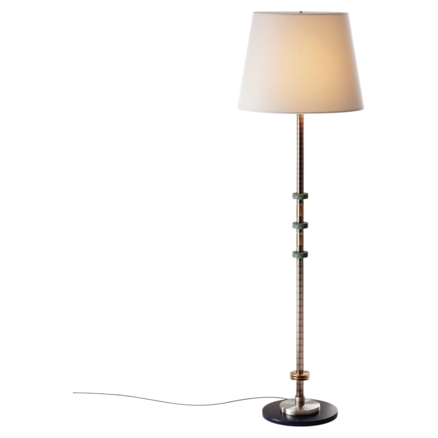 Alte Floor Lamp in Solid Brass, Bronze and Fabric by Studio Marine Breynaert For Sale