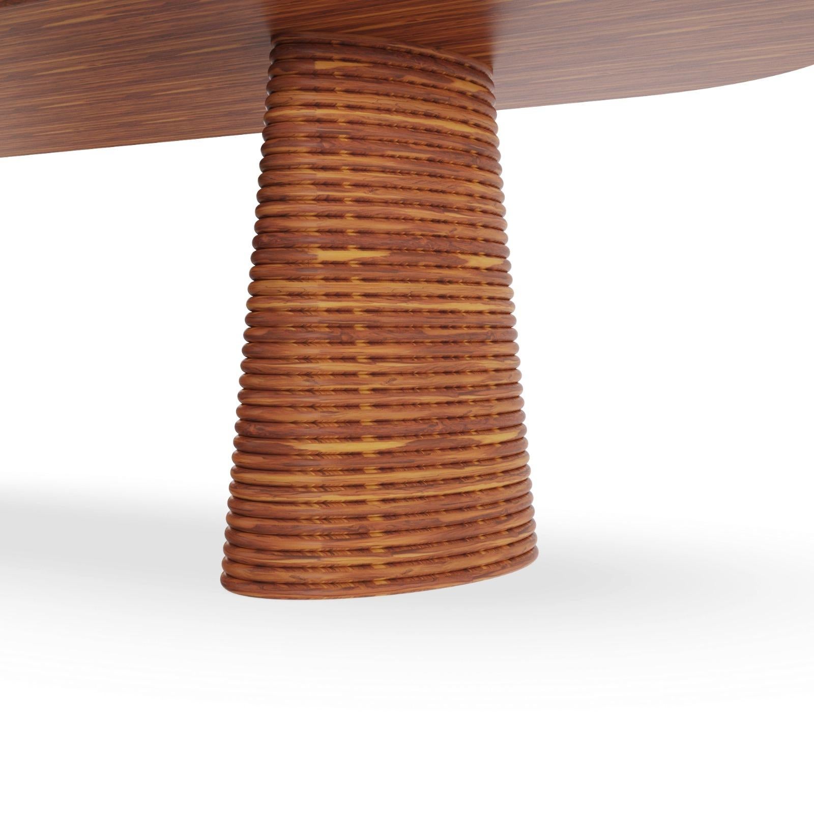 Altea Outdoor Dining Table - Table With Travertine Top and Iroko Ribbed Base In condizioni Nuovo in vendita a Carvalhosa, PT