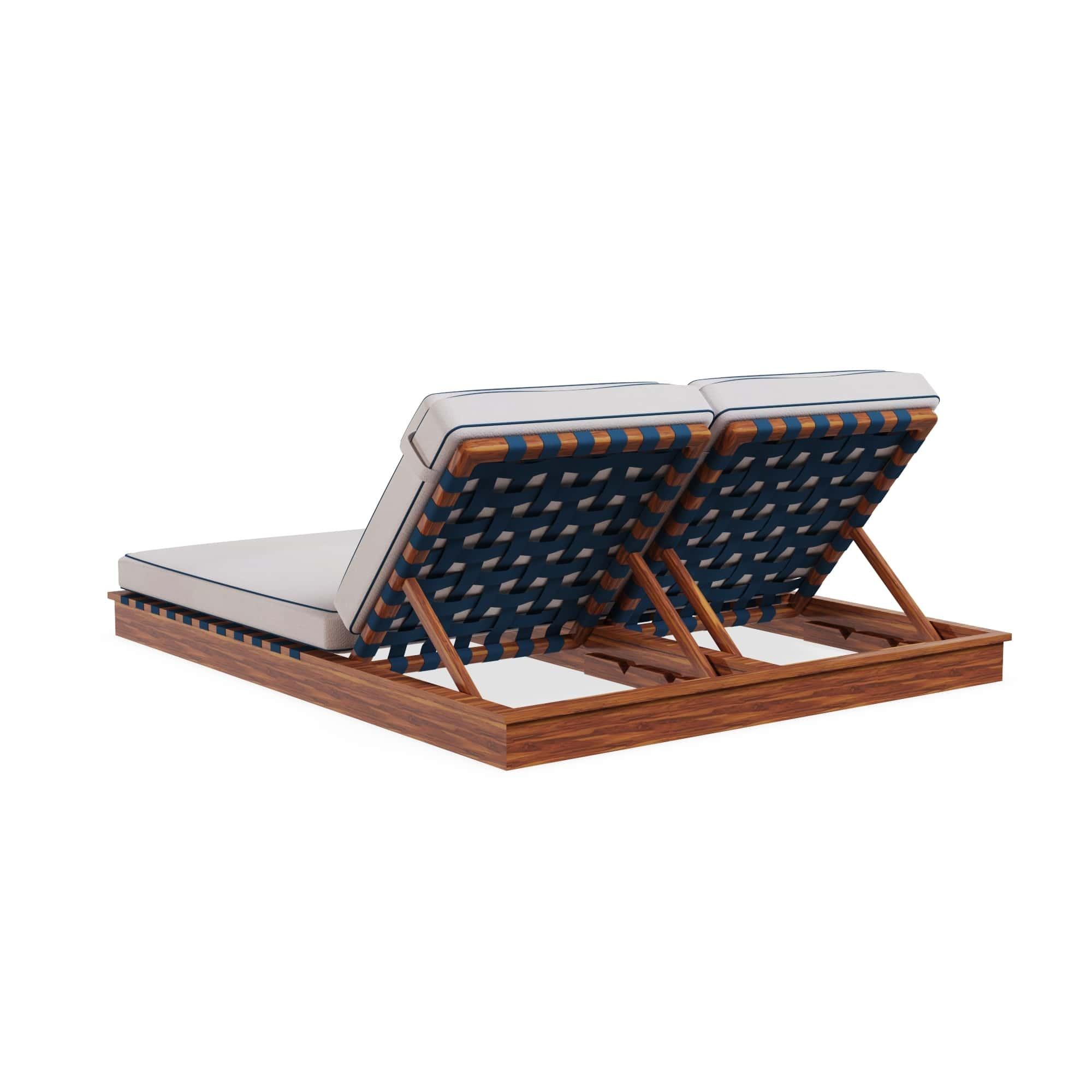 Fatto a mano Lettino Altea Doppio per Esterni con Schienale in Corde Intrecciate in vendita