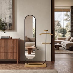 Alter Ego Oak and Iron with Double-Sided Mirror Valet Stand