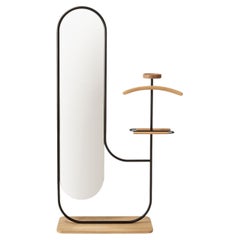Alter Ego Oak and Iron with Double-Sided Mirror Valet Stand