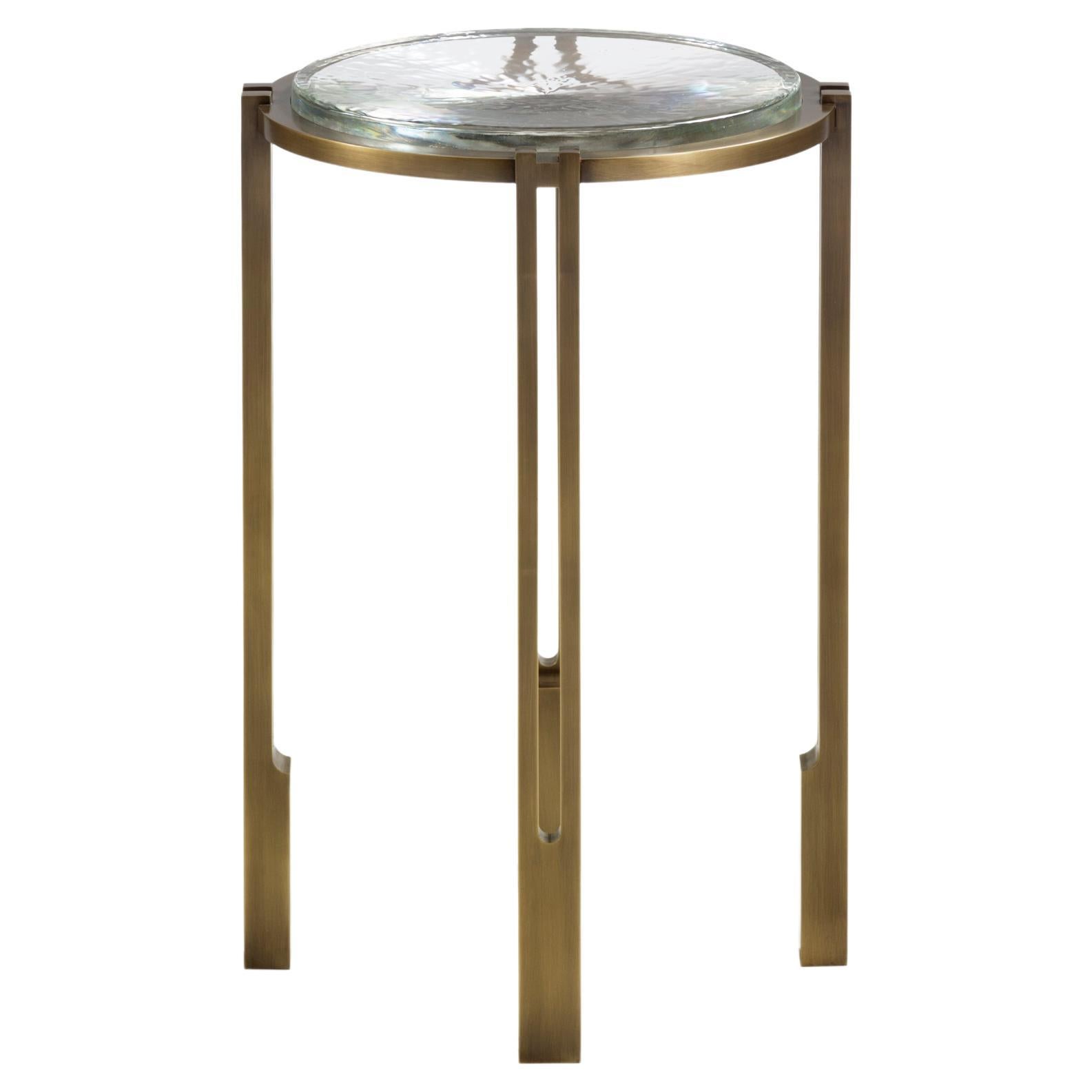 Alter Occasional Table in Metal and Cast Glass For Sale