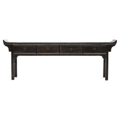 Antique Alter Table Ebonized In Original Black Lacquer Early 19'th Ctr