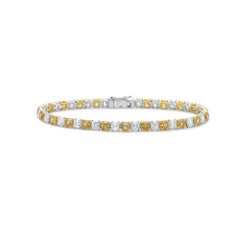 Alternate Diamond & Fancy Yellow Asscher Cut Diamond Tennis Bracelet (12.62ct.)