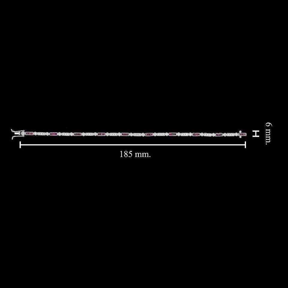 Alternate Triple Red Pink Ruby & Diamond Tennis Line 14K White Gold Bracelet im Angebot 3