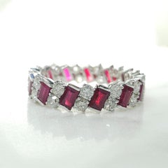 Alternating 2.38 Carat  Ruby & Diamond Eternity Ring in 18K White Gold