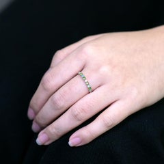 Alternating Australian Opal & Tsavorite Stackable Band 14K Yellow Gold