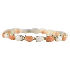 Bracelet en or 14 carats et corail de couleurs alternées