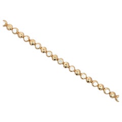 Alternating Diamond Dome Tennis Bracelet 4.08 Carats 14 Karat Yellow Gold G VS2