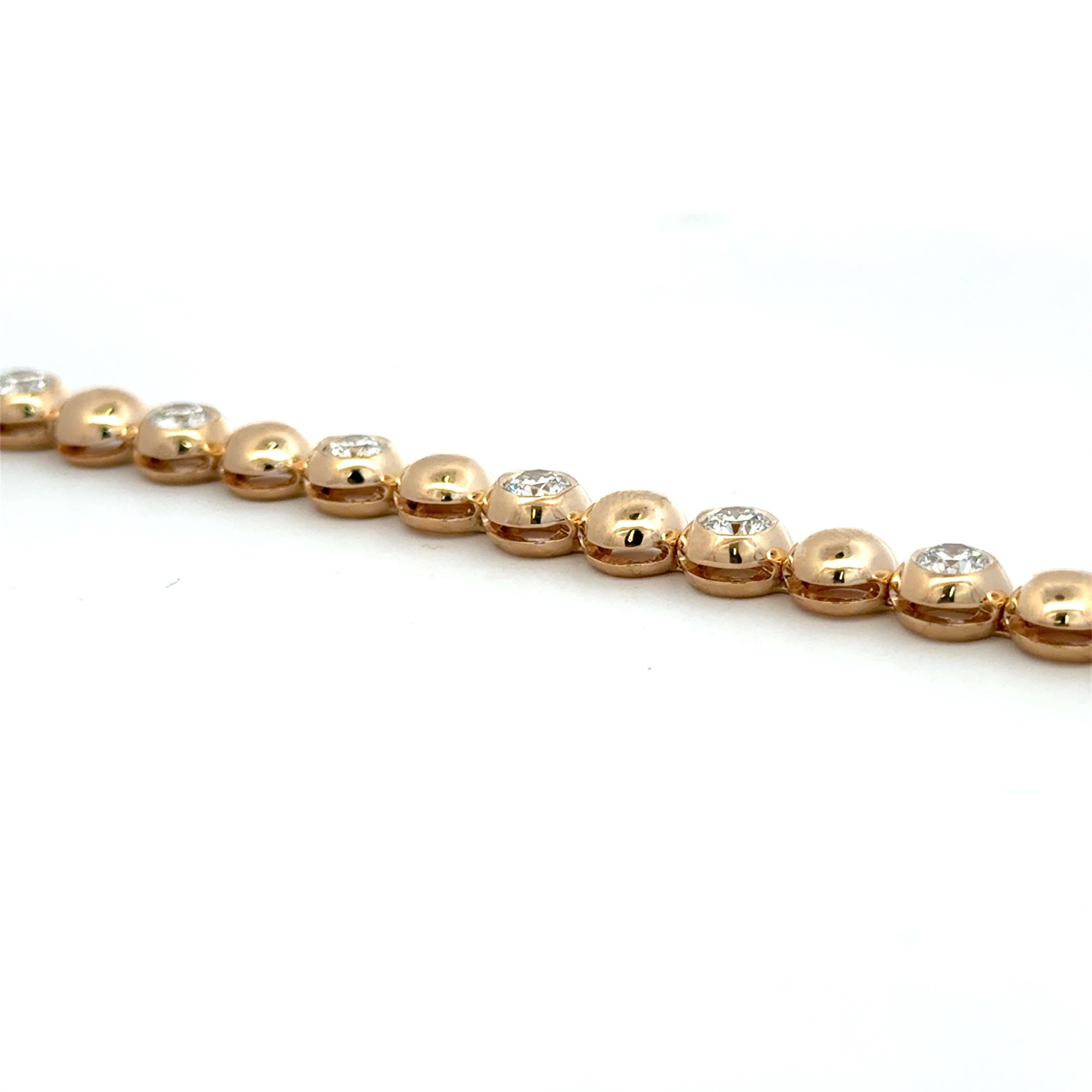 Alternating Diamond Dome Tennis Bracelet 4.08 Carats 14 Karat Yellow Gold G VS2 For Sale 2