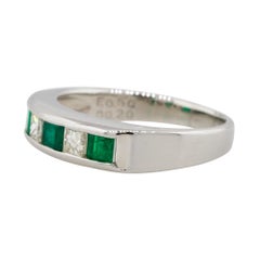 Alternating Diamond & Emerald Five Stone Band Platinum in Stock