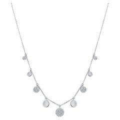 Halskette mit abwechselnd Diamanten und hochglanzpolierten Tropfenscheiben 0,27 Karat 14KT Gold