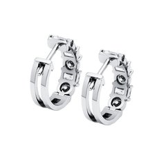 GIA Certified Alternating Diamond Hoops with Emerald Cut & Round Diamonds