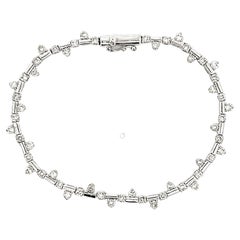 Bracelet à maillons alternés en or blanc 14 carats et diamants