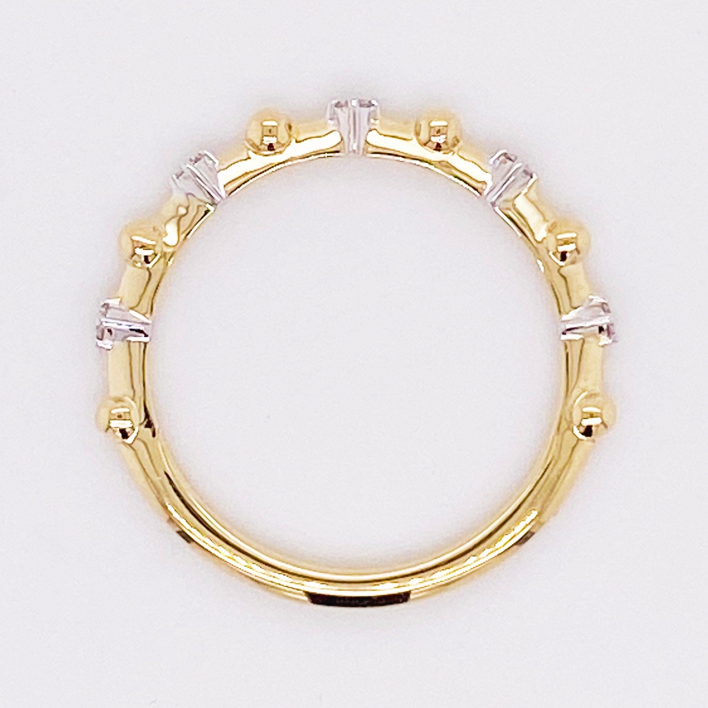 For Sale:  Alternating Diamond Ring, 14 Karat Gold Diamond and Ball Bead Band, LR51703Y45JJ 6