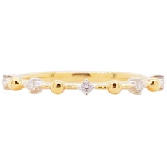 Alternating Diamond Ring, 14 Karat Gold Diamond and Ball Bead Band, LR51703Y45JJ