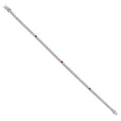 Alternating Diamonds and Rubies Sleek 18k White Gold Bracelet for Her