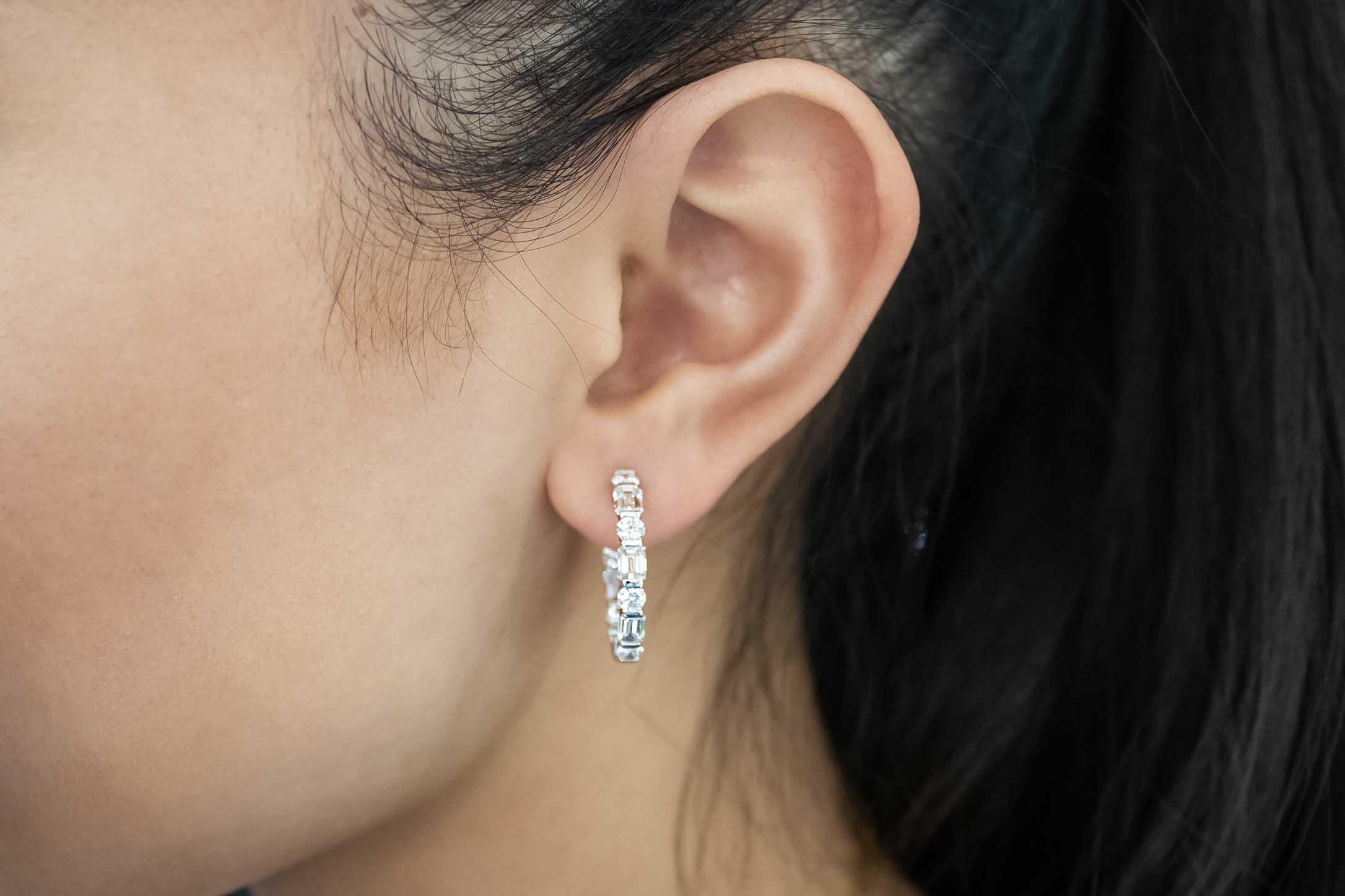 Roman Malakov 5,17 Karat Diamant-Creolen aus Weißgold mit gemischtem Schliff (Zeitgenössisch) im Angebot