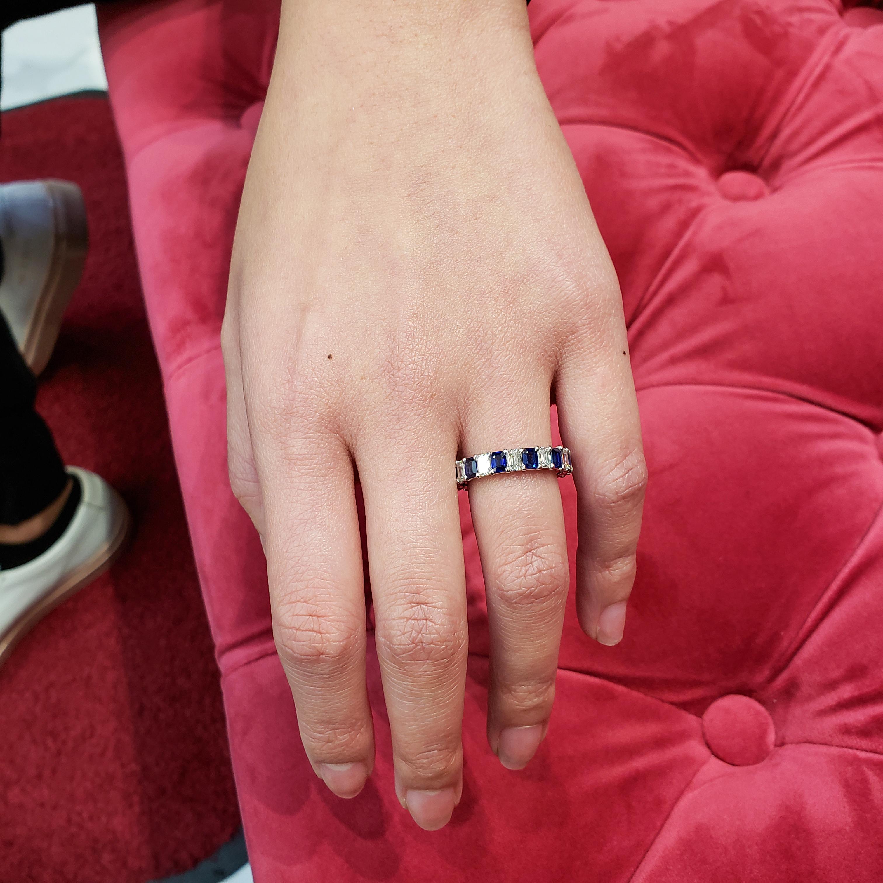 blue sapphire and diamond eternity ring