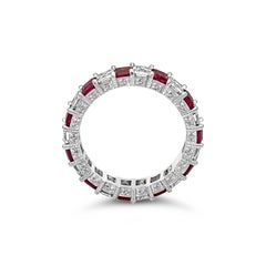 Alternating Emerald Cut Ruby and Diamond Eternity Wedding Band