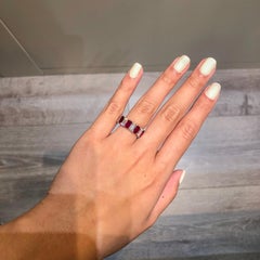Alternating Emerald Cut Ruby and Diamond Eternity Wedding Band