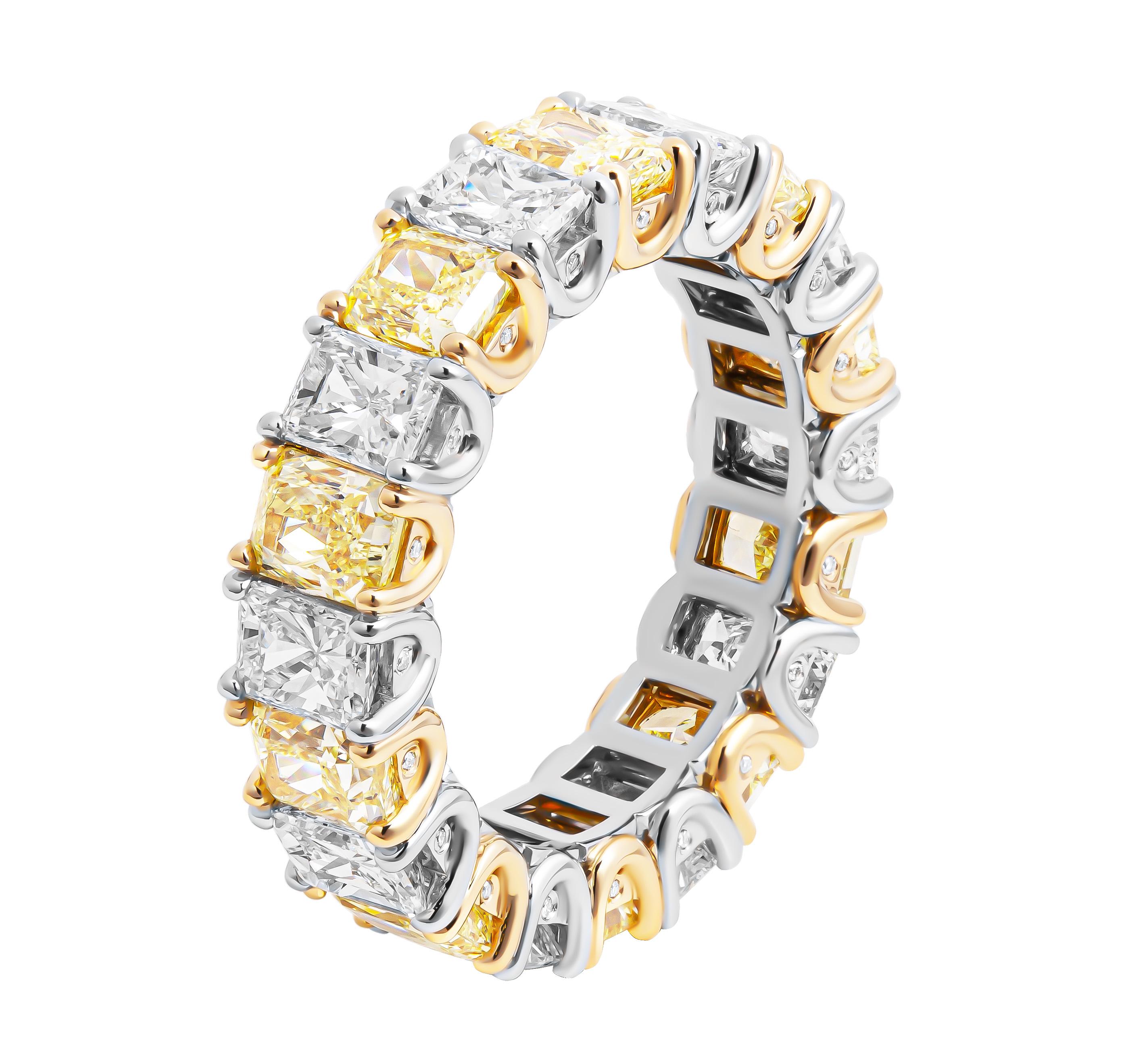 Alternating Eternity Band with Fancy Yellow and White Radiant Cut Diamonds