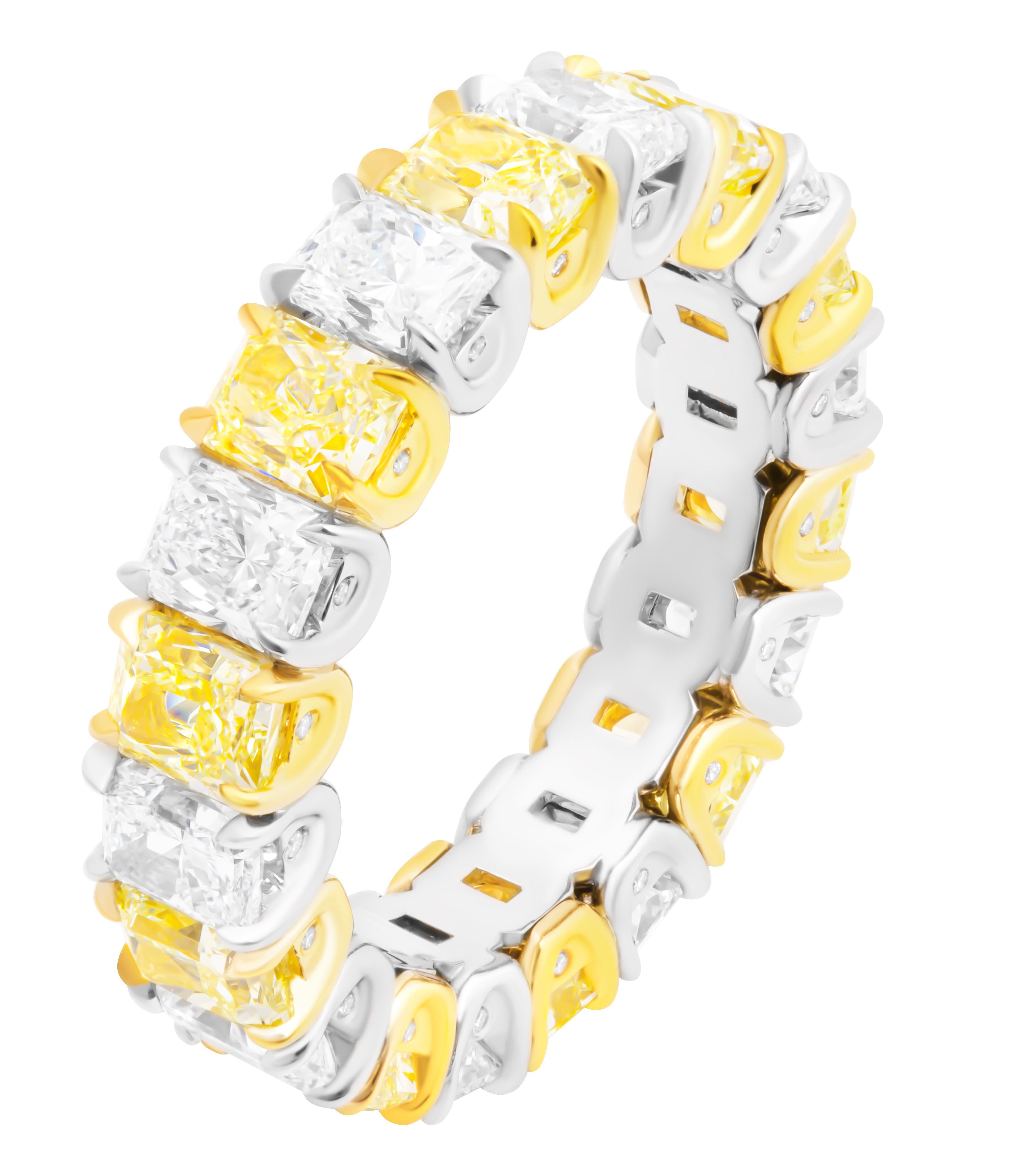 Alternating Eternity Band with Fancy Yellow and White Radiant Cut Diamonds