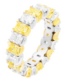Alternating Eternity Band with Fancy Yellow and White Radiant Cut Diamonds