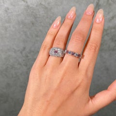 Alternating Fancy Pink and Colorless Diamond Half Eternity Band