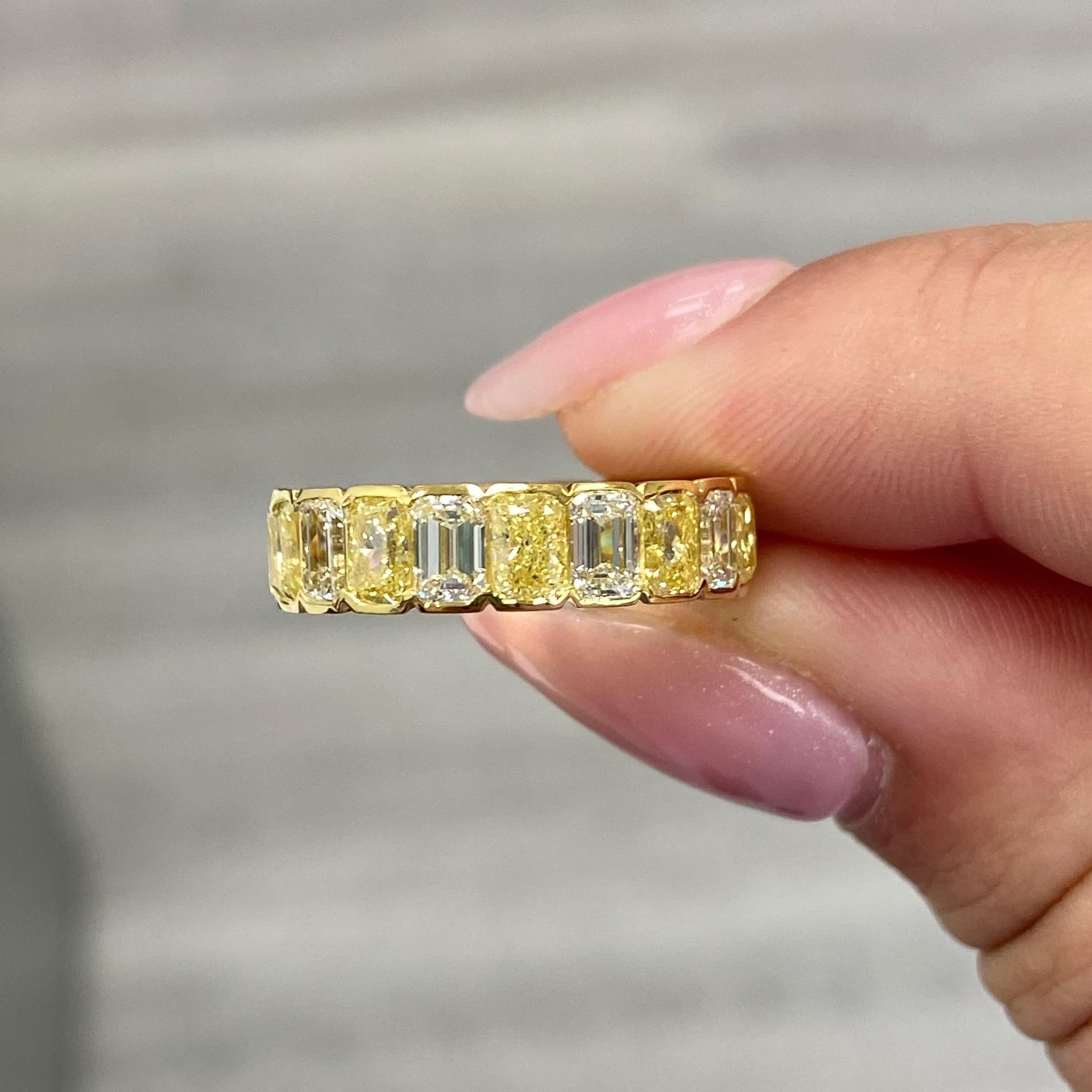 For Sale:  Alternating Fancy Yellow and White Diamond Eternity Band 2