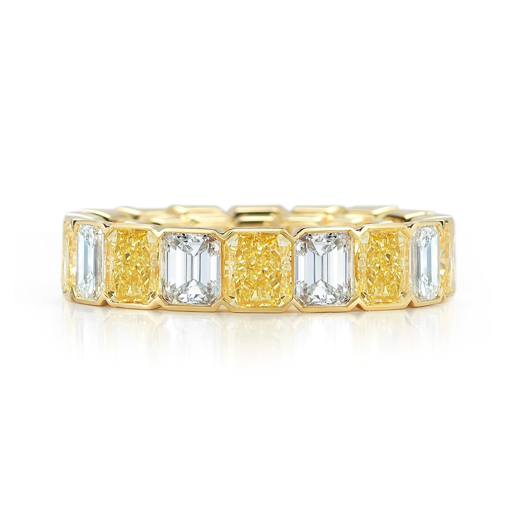 For Sale:  Alternating Fancy Yellow and White Diamond Eternity Band 4