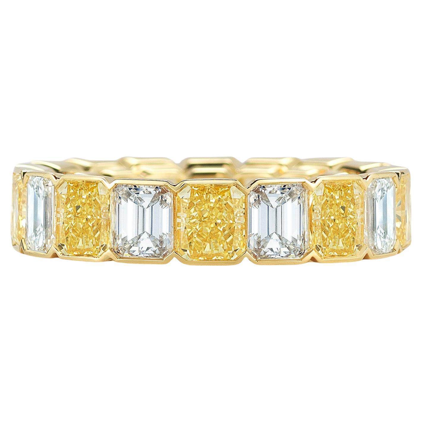For Sale:  Alternating Fancy Yellow and White Diamond Eternity Band