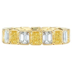 Used Alternating Fancy Yellow and White Diamond Eternity Band