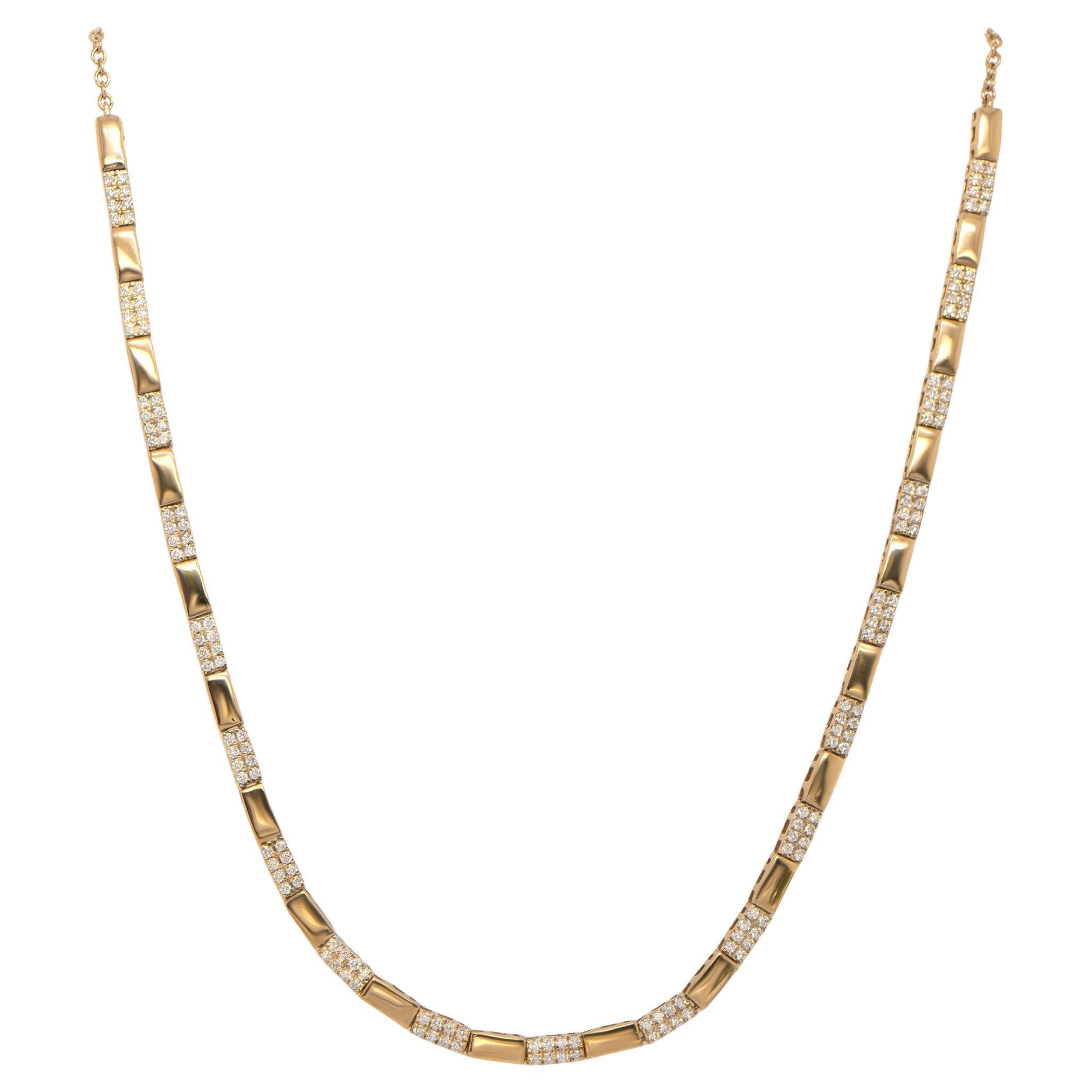 Alternating Gold And Diamond Necklace Carats Total 14K Yellow Gold