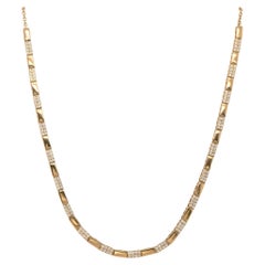 Alternating Gold And Diamond Necklace Carats Total 14K Yellow Gold