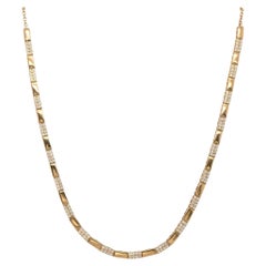 Alternating Gold And Diamond Necklace Carats Total 14K Yellow Gold