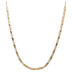 Collar Oro Y Diamantes Alternados Quilates Total Oro Amarillo 14K