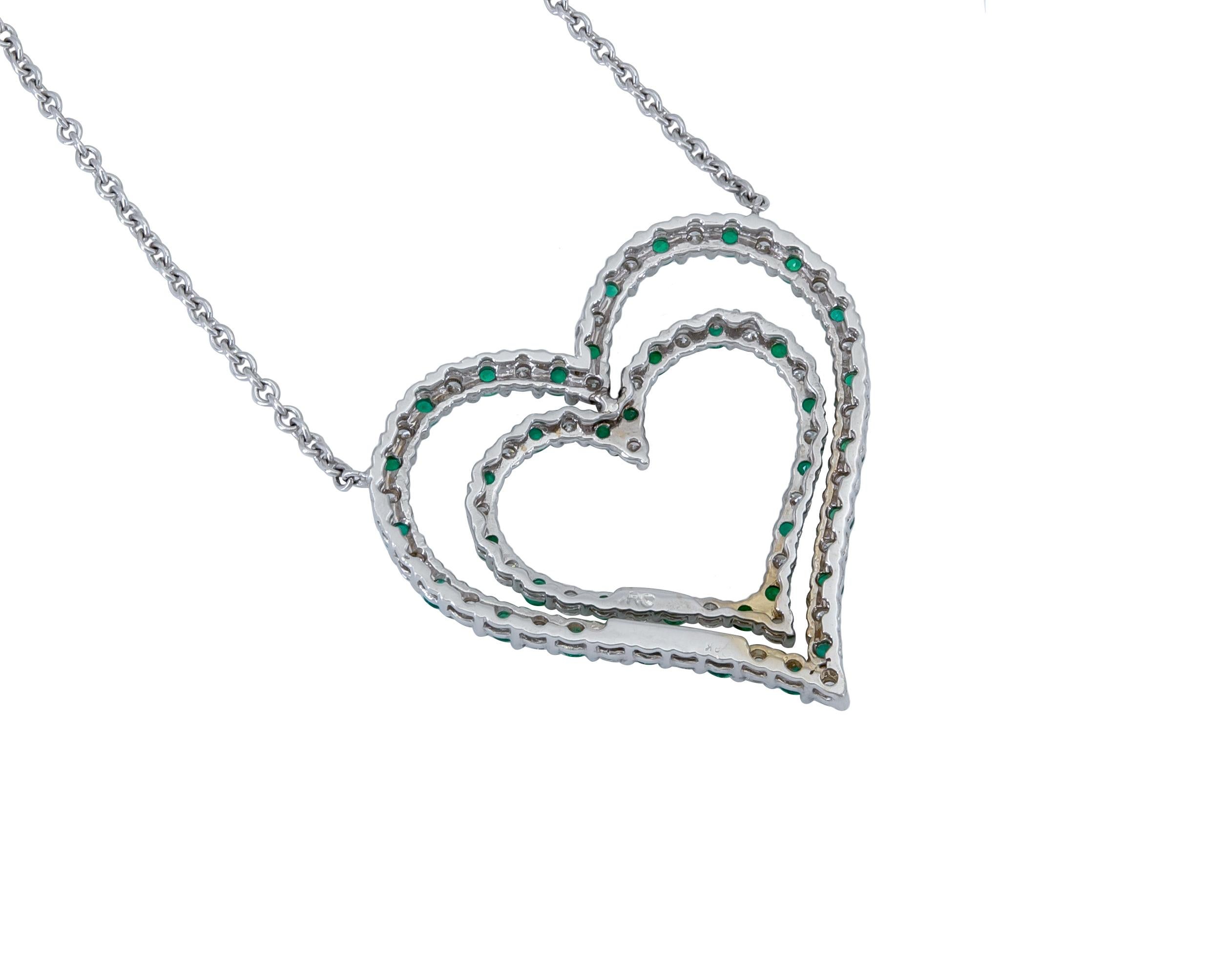 emerald and diamond heart necklace