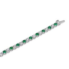 Roman Malakov Alternating Green Emerald and Diamond Tennis Bracelet