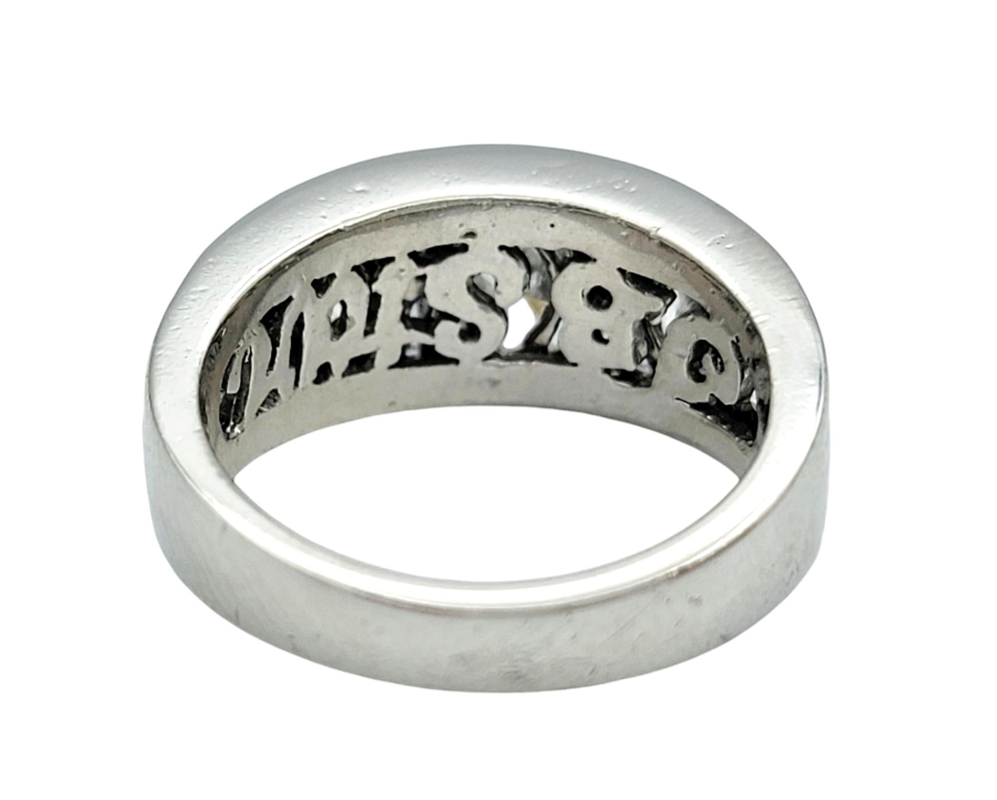 Alternating Marquise and Baguette Cut Diamond Bang Ring in Polished Platinum For Sale 1
