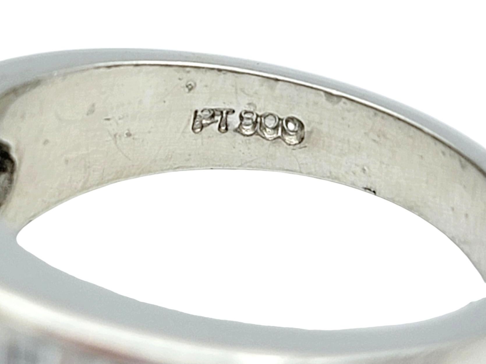 Alternating Marquise and Baguette Cut Diamond Bang Ring in Polished Platinum For Sale 2