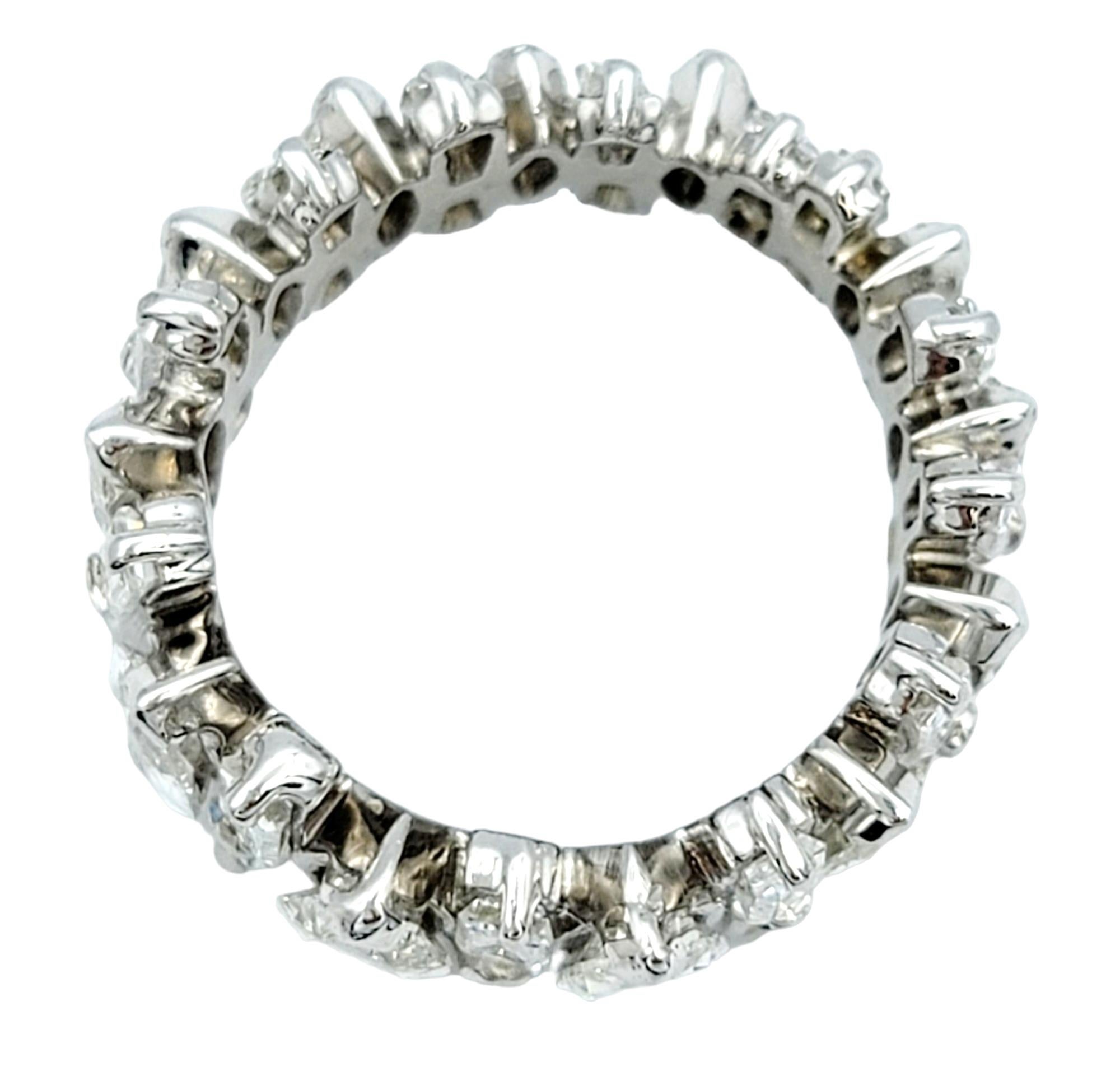 Alternating Marquise and Baguette Diamond Graduated Band Ring Set in Platinum In Good Condition For Sale In Scottsdale, AZ