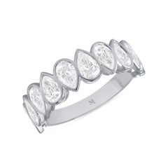 Alternating Pear shape Diamond 18k Gold Bezel Set Halfway Band, Anniversary Band