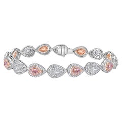 Bracelet de diamants en forme de poire alternés roses et blancs