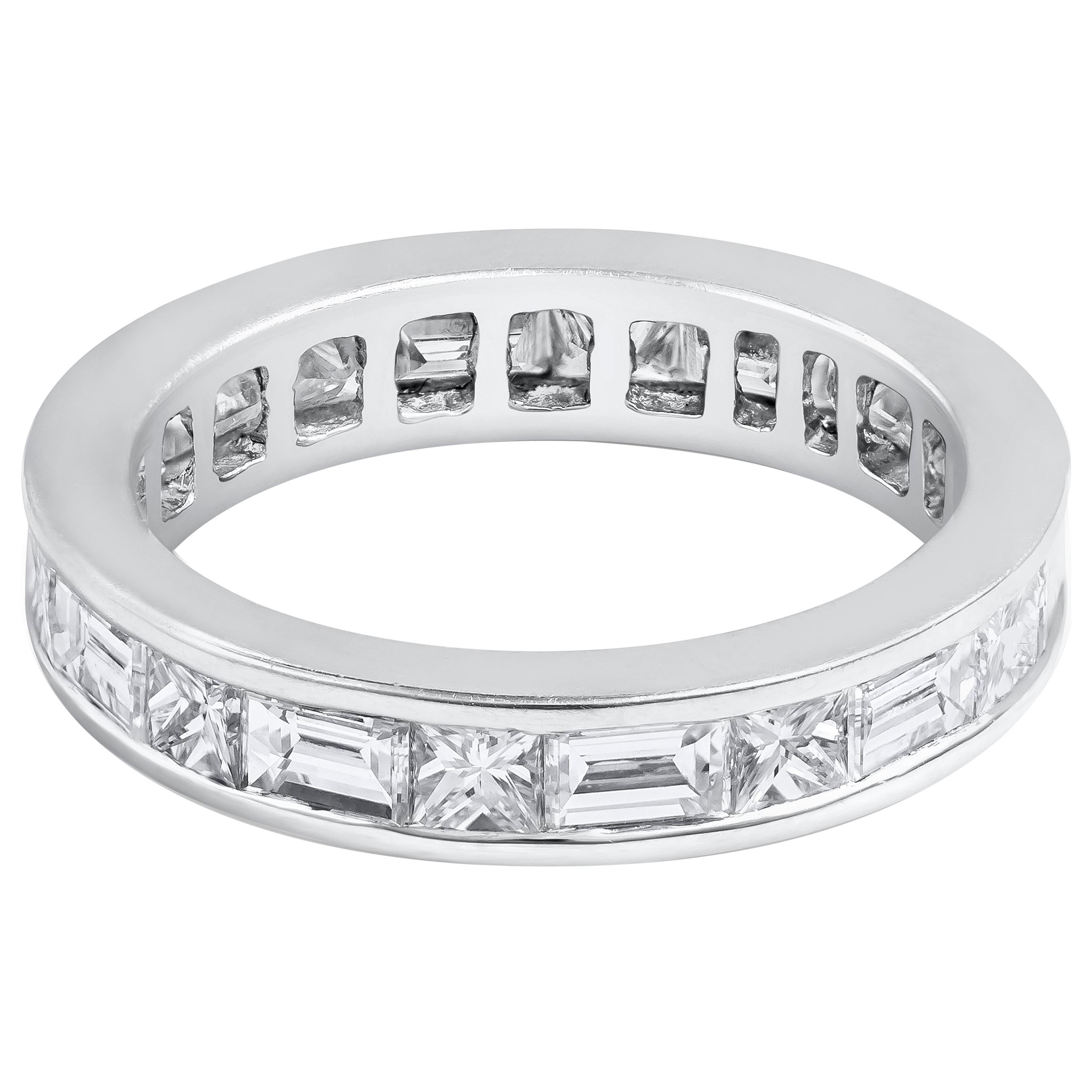 Roman Malakov Eternity-Ehering mit abwechselnd Prinzessinnenschliff und Baguette-Diamant