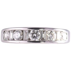 Alternating Round and Baguette Diamond Band .72 Carat VS1-SI2; H-K 14 Karat Gold