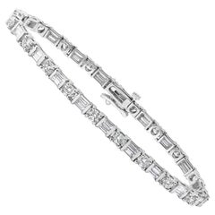 Roman Malakov 5.82 Alternating Round and Baguette Diamond Tennis Bracelet 