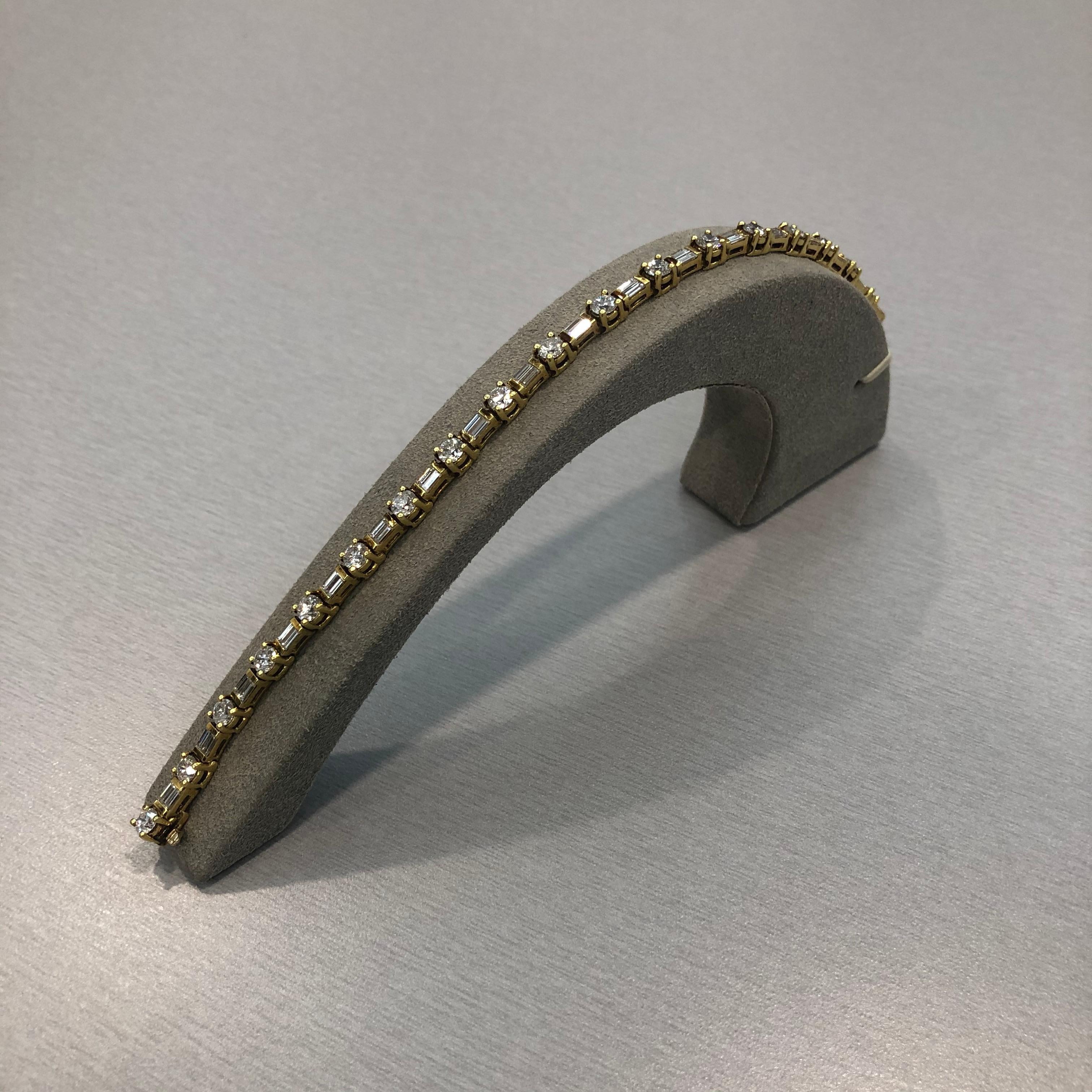 Roman Malakov Tennisarmband mit 7,50 Karat abwechselnd gemischten Diamanten im Mischschliff für Damen oder Herren im Angebot